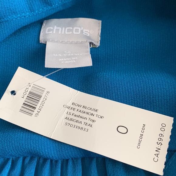 Chico’s Long-Sleeve Crepe Tie-Neck Blouse NEW! - Picture 11 of 12